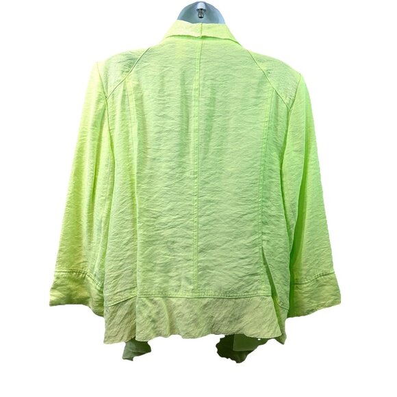 Chicos Womens Kimono Topper Open Front Chartreuse Green Flowy Artsy Sz 2 M - Picture 4 of 10